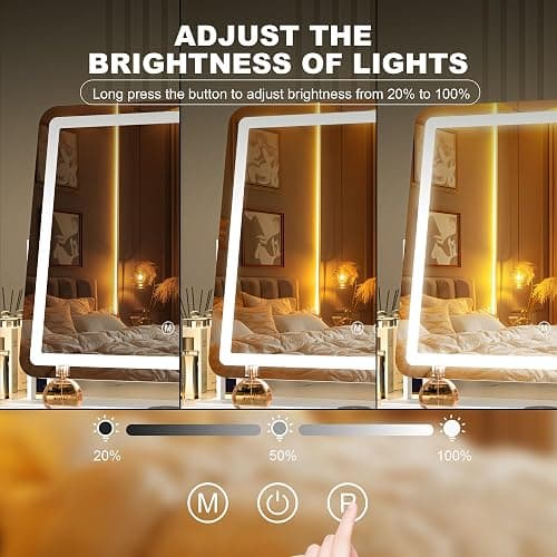 Hasipu Vanity Mirror with Lights, 14" x 11" LED Makeup Mirror, Light up Mirror with 10X Magnification, Smart Touch 3 Colors Dimmable (White) thumbnail 4