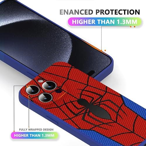 LPAYUHDB Superhero Style Comic Silicone Protection Pattern Case for iPhone 13 pro max, Lovely Spider Image case for iPhone 13 pro max, Non Slip Protection Case for Boys and Girls (BLUE-SPIDER-T101) thumbnail 4