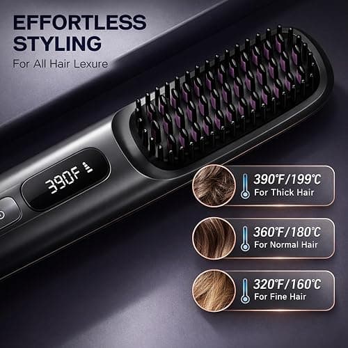 NUMOYA Go Brush Pro Portable Cordless Hair Straightener Brush, Rechargeable MCH Fast Heating for Women Travel (White) thumbnail 4