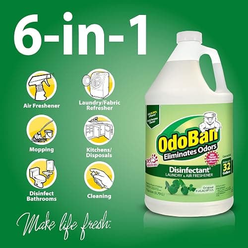 OdoBan Disinfectant Concentrate and Odor Eliminator, Made in the USA, Original Eucalyptus Scent, 1 Gallon - Eucalyptus - 128 Fl Oz (Pack of 1) thumbnail 3