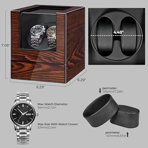 BEWISHOME Remontoir Montre Automatique avec éclairage LED, Boite Remontoir pour Montre Automatique avec Moteur Silencieux, 4 Modes, Alimentation par Batterie ou Adaptateur Type-C, ESYQ02Y thumbnail 2