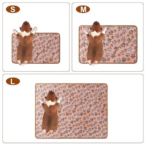 1 Pack 3 Blankets Super Soft Fluffy Premium Fleece Pet Blanket Flannel Paw Printed Throw for Dog Puppy Cat (Medium 30x20'', Beige, Grey, Navy) thumbnail 3