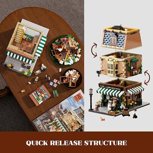 Funwhole Book-Cafe Lighting Building-Bricks Set - City Town Coffee House LED Light Modular Construction Building Model Sets 1718 Pcs for Adults and Teen thumbnail 4