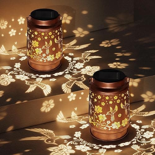 Solar Lanterns Outdoor Waterproof Hummingbird Garden Decor Birthday Gifts for Women Mom Grandma Hanging Solar Lights Metal Solar Decoration Outside for Yard,Patio,Backyard,Porch thumbnail 7
