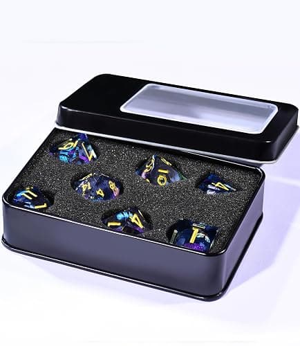 AUSTOR 7-Die Liquid Core Butterfly Dice Glow in The Dark Dice | Sharp Edge Polyhedral Dice, for Dungeons and Dragons RPG, MTG, Table Games thumbnail 6