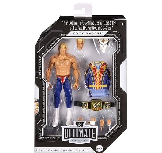 Mattel WWE Ultimate Edition Cody Rhodes Action Figure & Accessories | SummerSlam Cody Rhodes 6-inch Collectible Set, Including Swappable Heads & Hands (Amazon Exclusive) thumbnail 3