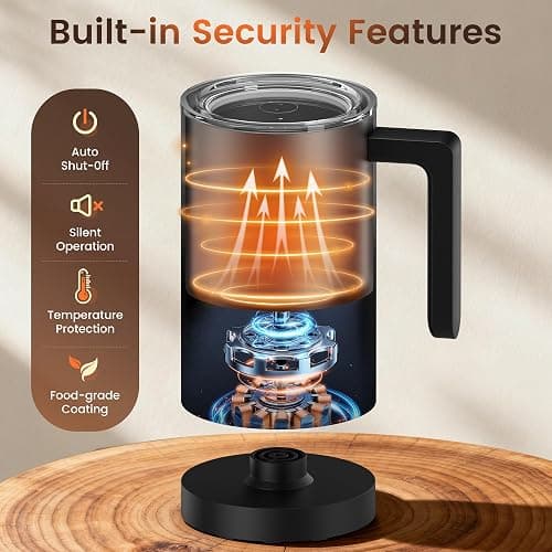 Kourice Milk Frother Electric, 4-in-1 Milk Frother and Steamer for Latte, Cappuccino, Hot & Cold Milk Froth Maker, Automatic Milk Steamer and Frother, Quiet One-Touch Operation, Easy to Clean thumbnail 5