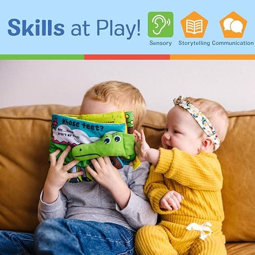 Melissa & Doug Soft Activity Baby Book - Whose Feet? Sensory Toys for Toddlers, Travel Toys for Toddlers Boys and Girls thumbnail 6