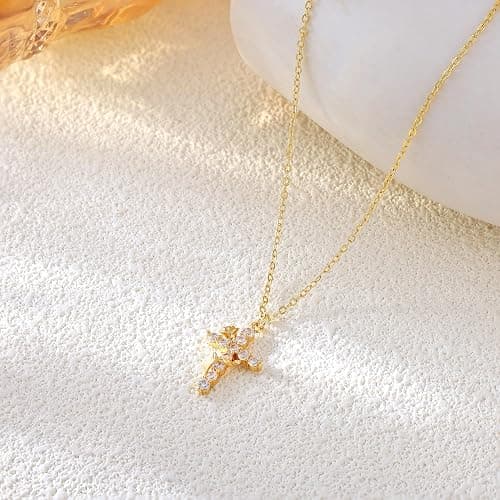 Robaice Upgraded Crown Cross Necklace for Women, 14K Gold Plated Crown Cross Pendant Necklace, Non-Tarnish Faith Jewelry for Women, Christian Religious Gifts for Her thumbnail 7