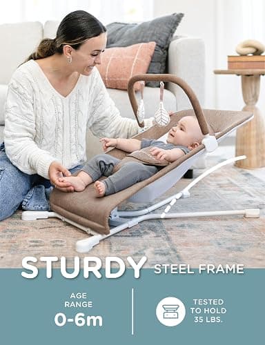 Baby Delight Highland Baby Bouncer | Infant | 0 – 6 Months | 3-Position Recline | Mocha Tweed thumbnail 7