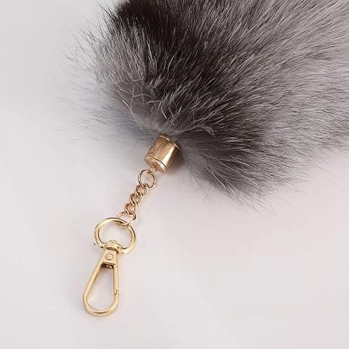 Emivery Real Fur Fox Tail Keychain Soft Fluffy Animal Tail Bag Keychain Handbag Hook Pendant Hanging Keyring Gift thumbnail 5