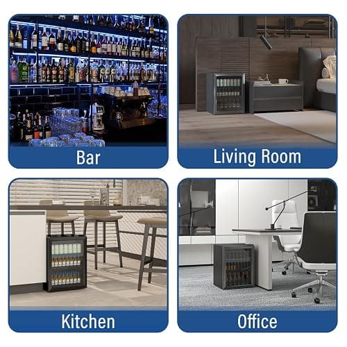 Erivess Compact Freestanding Beverage Refrigerator,70 Can/ 1.6 Cubic Feet Mini Fridge with Reversible Glass Front Door for Soda, Beer or Wine, Under Counter Small Refrigerator 2 Adjustable Shelves thumbnail 7