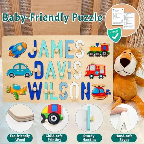 PUREFLY Name Puzzle Baby Gifts for Girl Boy, First Baby Toddler Christmas Birthday Gift, Toddler Toys Montessori Learning, 1 Year Old Gifts thumbnail 6