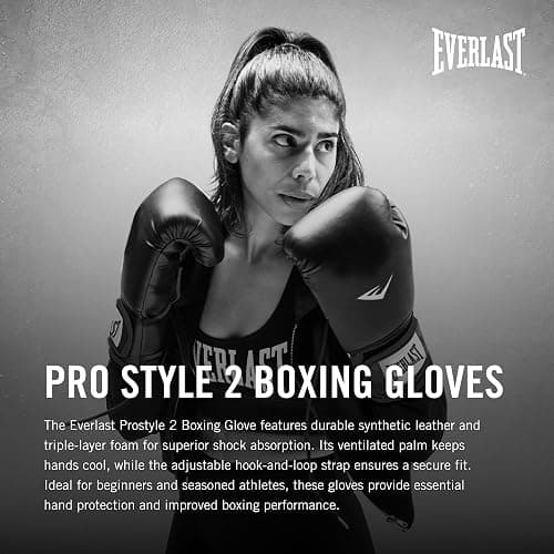 Everlast Prostyle 2 Boxing Gloves, Entry Level Training Gloves for Men and Women, Secure Fit Hook and Loop Closure & Ventilation, Heavy Bag & Speedbag Training thumbnail 2