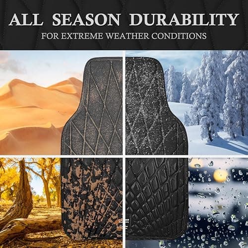 CAR PASS Faux Leather Floor Mats for Cars, Luxury Waterproof All Weather Car Mats Full Set, Anti-Slip Deluxe Automotive Mats Universal Fit for Most SUV,Vans,Sedans,Trucks, 4 Piece All Black thumbnail 8