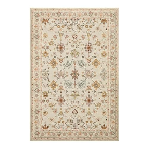 Rugxara Floral Rug for Living Room Bedroom, 5x7 Washable Rug, Vintage Boho Area Rug, Large Non Slip & Low Pile Wool Carpet for Indoor Dining Room, Girls Room, Nursery Room and Kids Room(Apricot 5x7ft) thumbnail 9