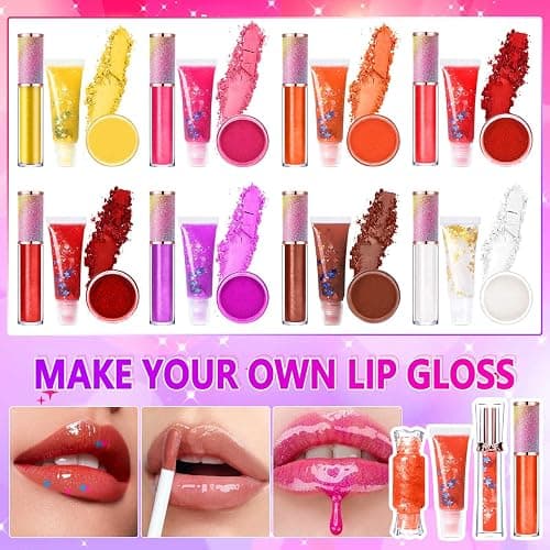 JCOOS Lip Gloss Making Kit, Lip Gloss Set for Teens Kids Tweens Girls Woman Lip Kit Fun DIY Lipgloss Making Kit, Make Your Own Lip Gloss Kit, Moisturizing Glitter Kids Gifts Stuff for Girls 10-12 thumbnail 3