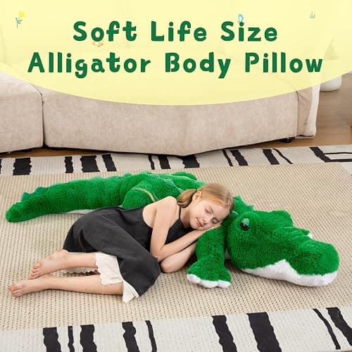 MorisMos Giant Alligator Stuffed Animal, 67inch Huge Alligator Plush Toy, Large Stuffed Crocodile Pillow for Kids, Green thumbnail 3