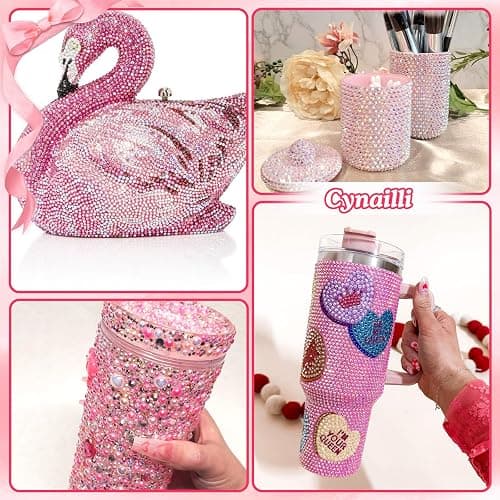 2 Boxes Pink White Flatback Pearls and Resin Rhinestones for Crafting, 3-6 mm Jelly Rhinestones, Mixed Size Half Pearl Bedazzling Gems for Nail DIY Crafts Mugs Bottles Tumblers Clothes Makeup thumbnail 6