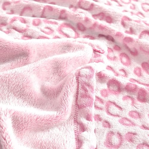 PLEASANT BOULEVARD | Leopard Throw Blanket Fleece, Premium Lightweight Cozy Warm Plush Microfiber Pink Blanket for Couch Sofa and Bed (Pink, Twin (60 x 80 inches)) thumbnail 6