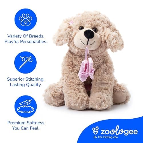 The Petting Zoo Ballerina Scruffy Dog Stuffed Animal, Dance Gifts, 10 in | Ballerina Scruffy Dog by Zoologee. Great for birthdays and dance recital gifts for girls thumbnail 7