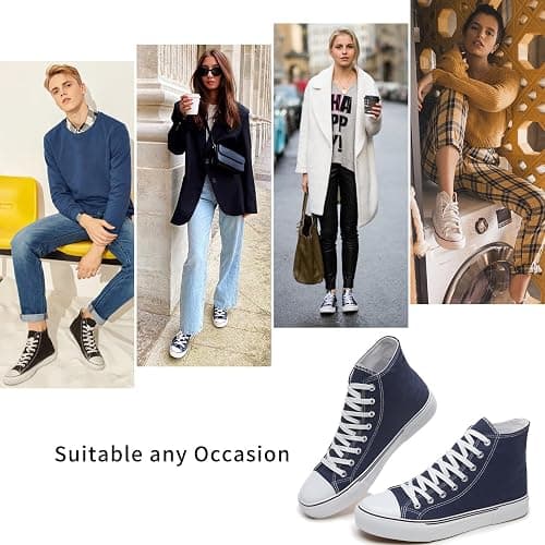 hash bubbie Unisex Fashion High top Sneakers Womens Classic High Tops Canvas Shoes Casual Tennis Shoes for Men - 13 Women/11 Men - Navy thumbnail 5