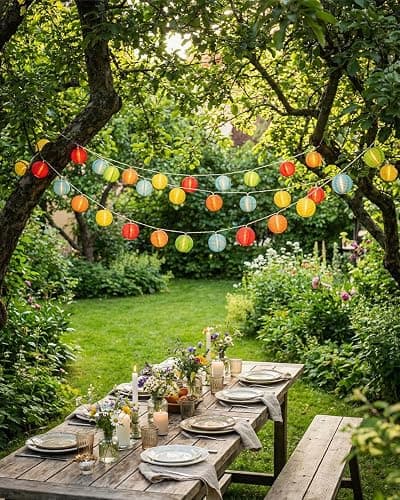 SUNSGNE Lantern String Lights, 8.5FT Indoor Lantern Christmas Lights with 10 LED Colorful Lanterns for Home Patio Party Wedding Bistro Indoor Bedroom Decoration thumbnail 8