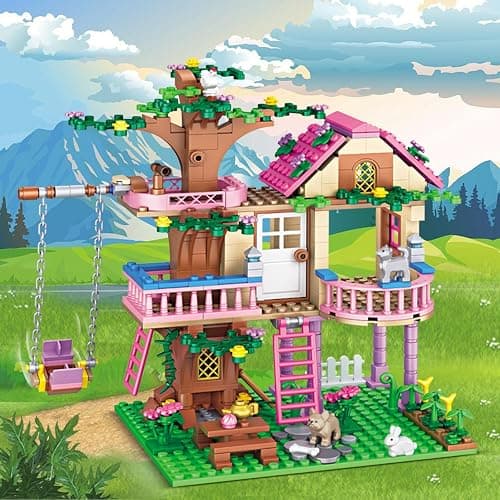 HSANHE Tree House Building Set Compatible with Friends, 504 PCS Forest House Building Kit Birthday Gift for Kids Girls Boys Age 6-12 Years（7652） thumbnail 7