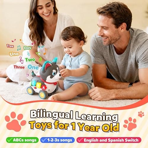 Baby Toys for 6-12-18 Month, 3-in-1 Musical Puppy Toy, Crawling & Walking Toys for 1 Year Old Boy Girl Gifts, Bilingual Learning Educational for 7 8 9 10 Months Developmental Toy thumbnail 3