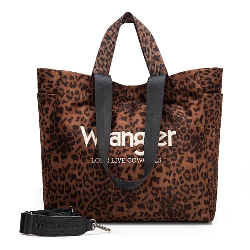 Montana West Wrangler Large Tote Bag for Women Designer Leopard Print Purse for Travel Work Gym - Image 1