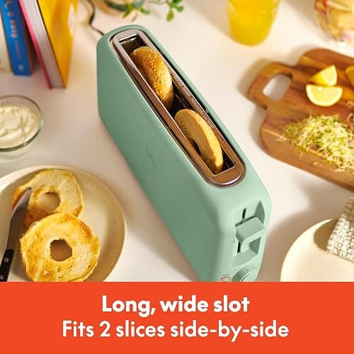 bella 2 Slice Slim Toaster, Fits-anywhere™ Kitchenware, 6 Setting Shade Control with Reheat & Cancel Buttons, Fits Sourdough, 10” Long Slot, Anti Jam & Auto Shutoff, 900 Watt, Seaglass thumbnail 4