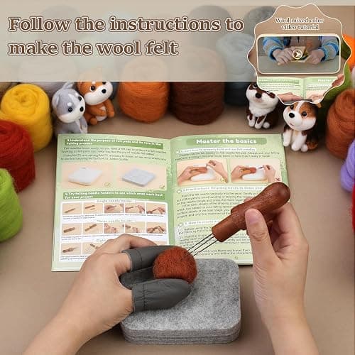ZXIIXZ Needle Felting Kit, 24 Colors Felting Wool Kit with Felt Bag, Felting Needles, Pad, Felting Wool Bulk for DIY Needle Felting Beginner with Step by Step Instructions thumbnail 3