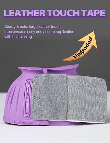 Harrison Howard Rubber Bell Boots Leather Touch-Close Overreach Boots Hoof Protection for Horses Sold in Pairs Violet XL thumbnail 2
