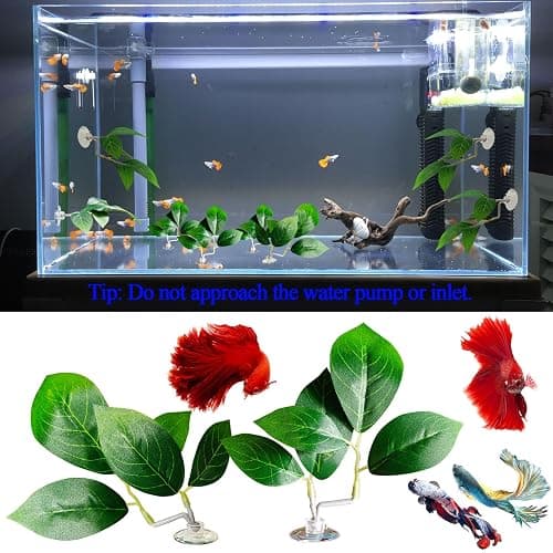 AncBace Fish Leaf Pad Fish Tank Accessories Aquarium Décor Simulating 3 pcs Adjustable Plastic Plants Betta Natural Habitat Playing Spawn Breed Rest Bed with Suction Cup Multi Leaf Design (3) thumbnail 7