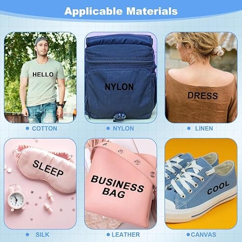 Iron on Letters for Clothing - 5 Sheets, 215 Pieces Black PU Heat Transfer Vinyl, 2 Inch Alphabet & Numbers Stickers for T-Shirts, Easy DIY - A-Z & 0-9, Perfect for Fabric Crafting thumbnail 5