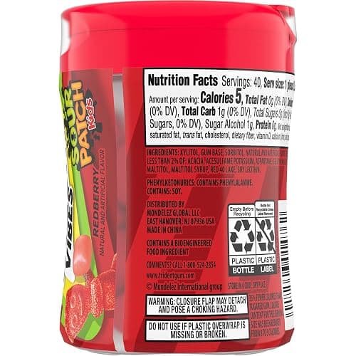 Trident Vibes SOUR PATCH KIDS Redberry Sugar-Free Chewing Gum, 40 Piece Bottle thumbnail 14