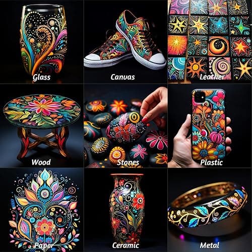 Realzeva Acrylic Paint Markers, 24 Colors Dual Tip Acrylic Paint Pens for Rock Painting, Fabric, Wood, Canvas, Stone, Glass, Scrapbook, DIY Crafts & Art Supplies - Stocking Stuffers & Christmas Gifts. thumbnail 9