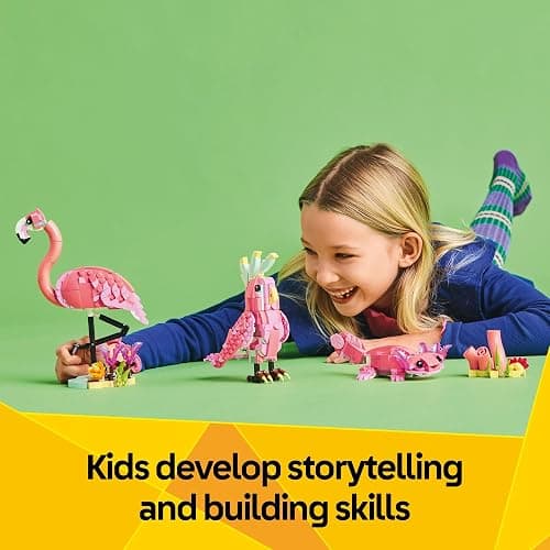 LEGO Creator 3 in 1 Wild Animals: Pink Flamingo Animal Building Toy - Building Toy with 3 Building Options, Pink Flamingo, Cockatoo, or Axolotl - Learning Toy for Kids, Ages 8+- 31170 thumbnail 5