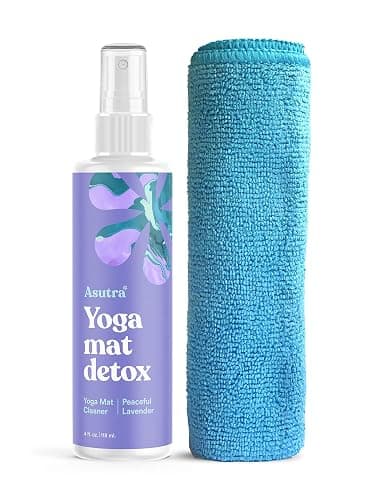 ASUTRA Yoga Mat Cleaner Spray (Peaceful Lavender), 4 fl oz - No Slippery Residue, Organic Essential Oils, Deep-Cleansing for Fitness Gear & Gym Equipment, Microfiber Towel Included - Image 1