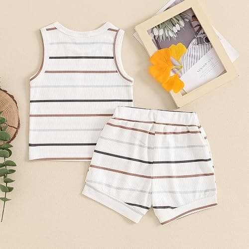 farrubbyine8 Baby Boy Summer Clothes Striped Tank Tops Camisoles and Shorts Newborn Boys Spring Summer Outfit thumbnail 4