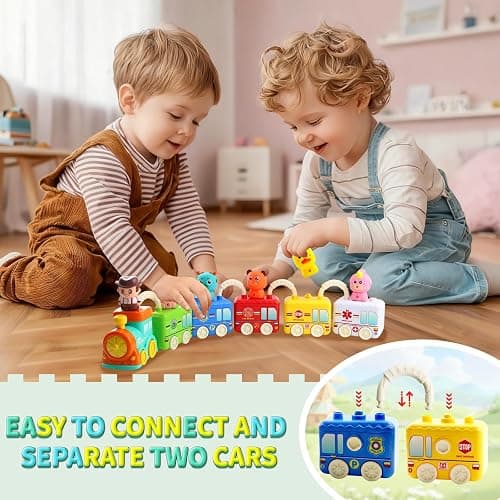 Learning Toy for Toddlers 2 3 4 5 Years Old, Matching & Sorting Montessori Learning Farm Train with 5 Finger Puppets, Locks & Keys Counting & Sorting Trains Set, Preschool Toy Boy Girls Birthday Gifts thumbnail 5