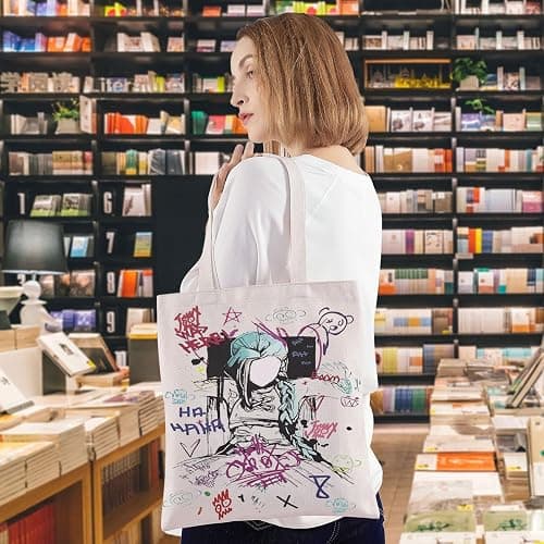 WZMPA Video Gamer Tote Bag Computer Game Player Gift J Was Here Shopping Grocery Bag Electronic Games Merch thumbnail 3