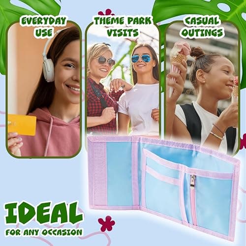 Disney Stitch Kids Wallet and Keyring Gift Set Cute Trifold Wallet with Coin Purse Card Slots and Keychain Stitch Gifts (Blue Stitch) thumbnail 4