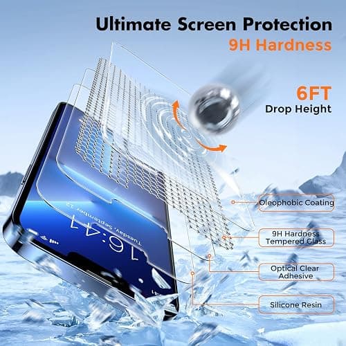 UNBREAKcable 2-Pack Screen Protector for iPhone 13 Pro/14/13 | Tempered Glass, Military Grade Shatterproof, 9H+ Hardness, 99.99% HD, Bubble-Free, Easy Install, for iPhone 13 Pro/14/13 thumbnail 4