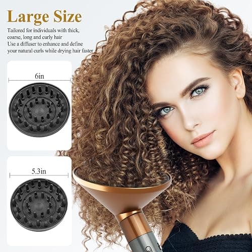YTCHYYSK Large Diffuser Attachment Compatible with Dyson Airwrap, Upgraded Bigger Diffuser Nozzle to Dryer Faster and Define Curls Hair, Gold thumbnail 2