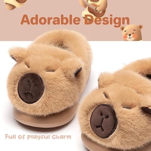 Drecage Toddler Kids Slippers Girls Boys House Shoes Winter Slippers Plush Warm Soft with Cute Cartoon Design Indoor Shoes thumbnail 3
