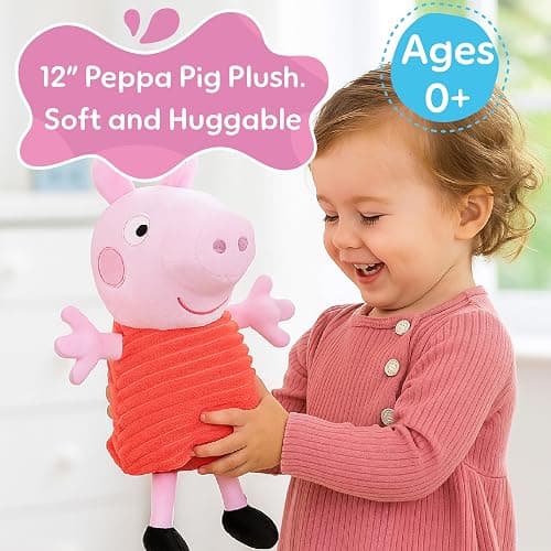 Kids Preferred Peppa Pig 12" Plush, Babies 0 Months and Up, Super Soft, Beans in Bum, Embroidered Details, Ideal for Baby Shower and Expecting Parents thumbnail 2