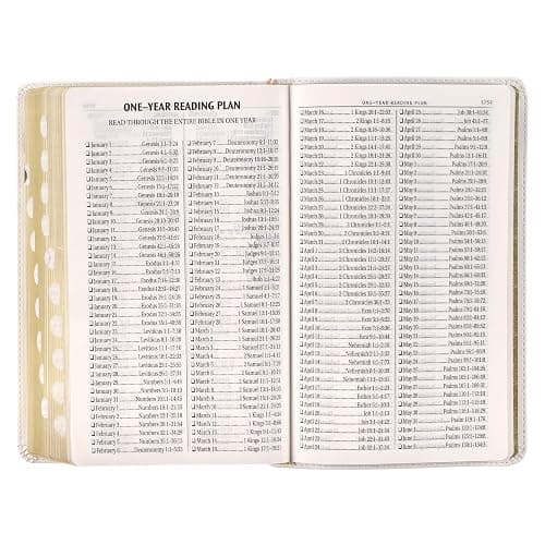 KJV Holy Bible, Giant Print Standard Size Red Letter Edition, Thumb Index Tabs & Ribbon Marker, King James Version, Vegan Leather, White Floral, 14 pt. Type (KJV Standard GP Editions) thumbnail 7