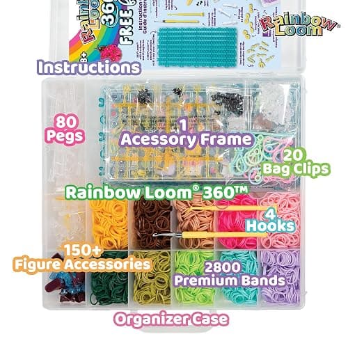 Rainbow Loom: 2,800 Bands 360 Free Form Kit with 360 Loom, Accessory Frame, Storage Case, 100+ Accessories & 3 Hooks - DIY Figure Making Set for Kids 8+ thumbnail 3