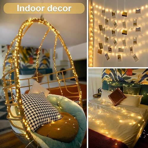 JMEXSUSS 2 Pack Fairy Lights Battery Operated with Remote, Total 400 LED 132ft Battery Powered String Lights, Christmas Twinkle Lights for Bedroom Indoor Outdoor Patio Tree Christmas Decor, Warm White thumbnail 3